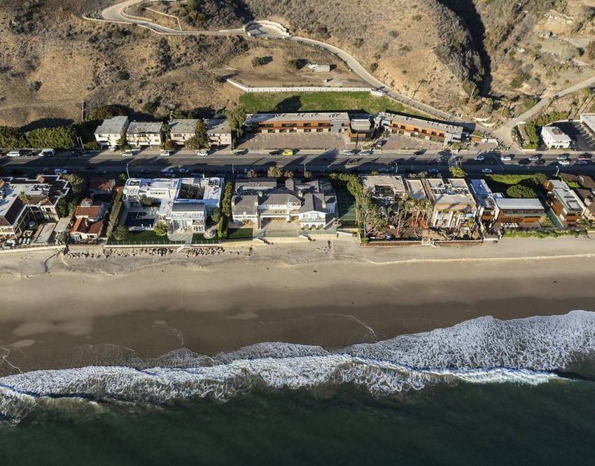 Beachfront homes along the sand off Pacific Coast Highway