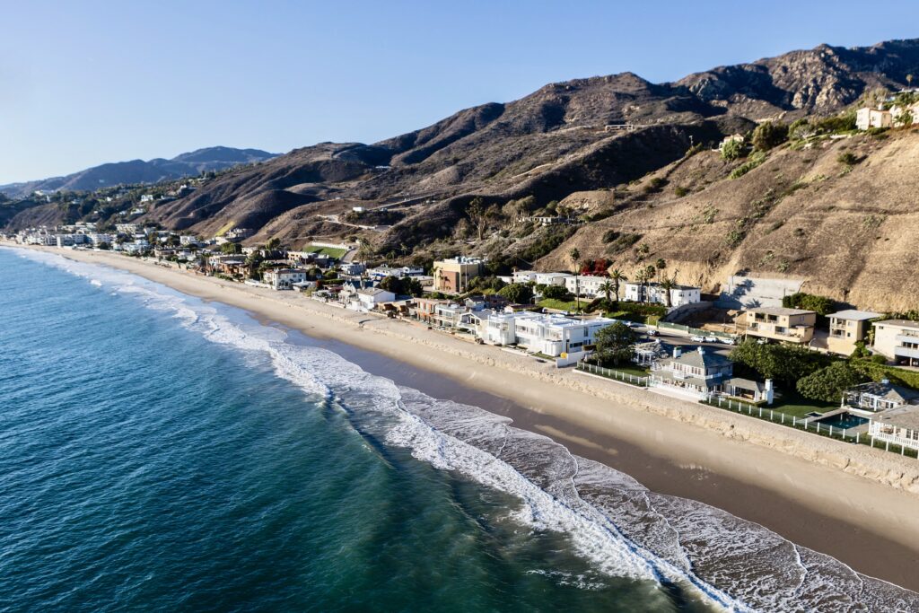 Beachfront homes along the Malibu coast